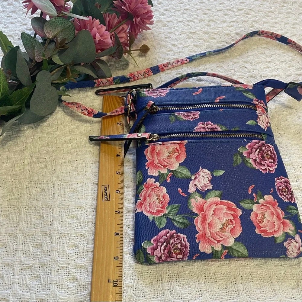 Pen + Gear Floral‎ Crossbody Bag - Blue and Pink